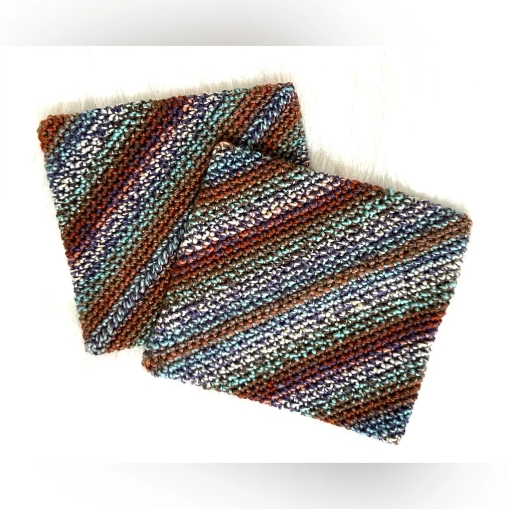 Two Crocheted Handmade Potholders Washable Reusable Multi Color NEW
